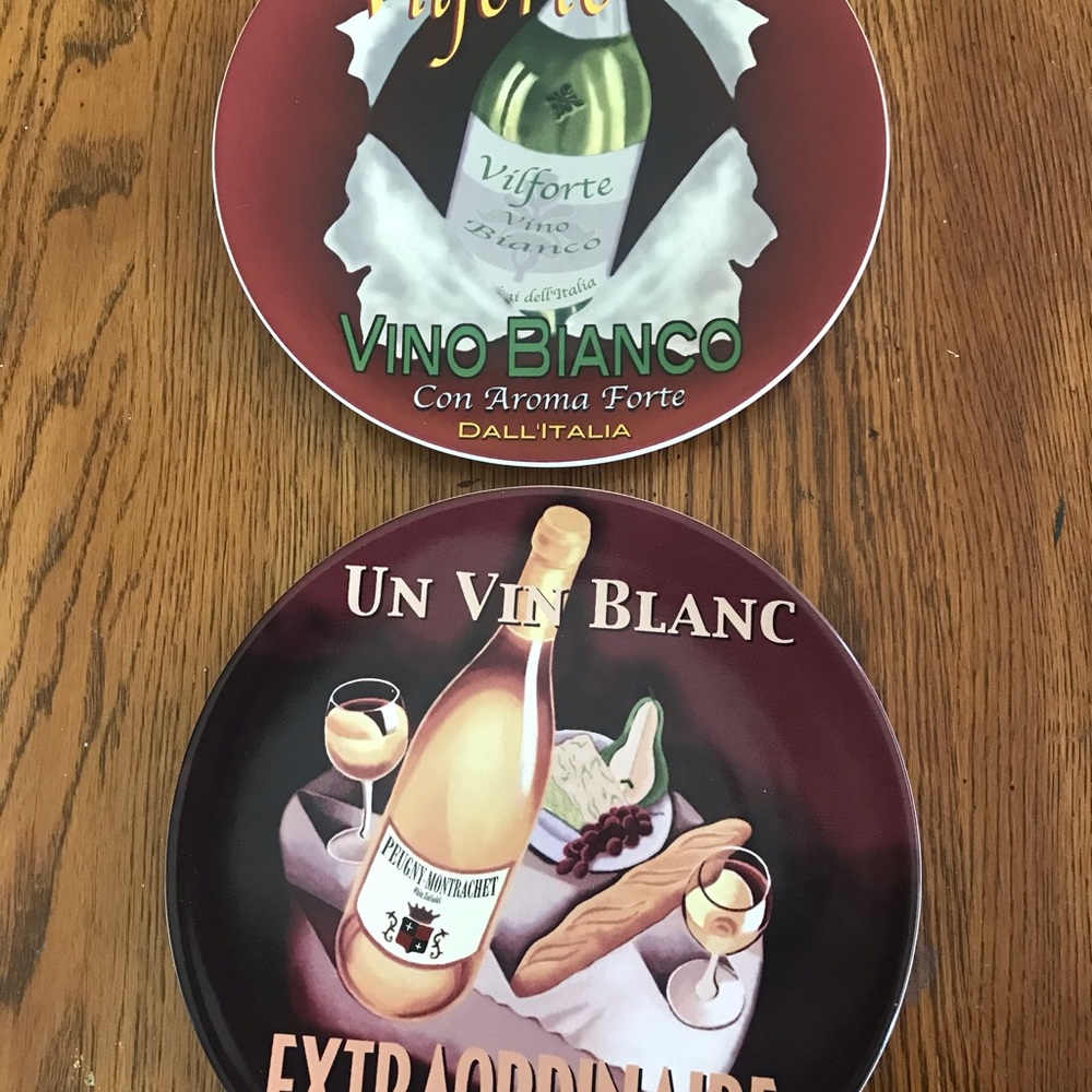Two 8” Pottery Barn Wine Bar Plates